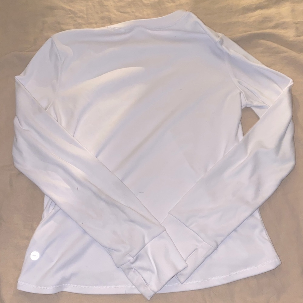 white athletic long sleeve